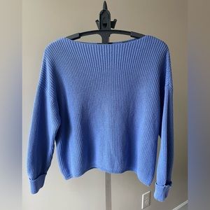 French Connection 100% Cotton Periwinkle Boatneck Sweater